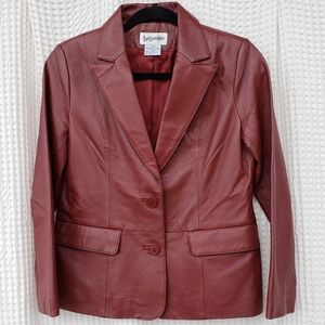 Bagatelle genuine leather blazer, burgundy, size 4